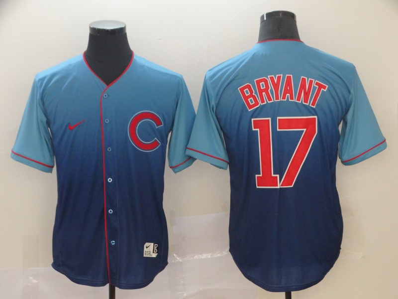 Cubs 17 Kris Bryant Blue Drift Fashion Jersey