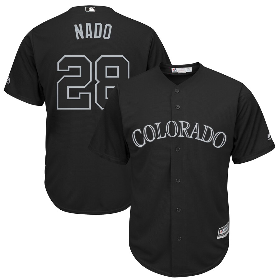Rockies 28 Nolan Arenado Nado Black 2019 Players' Weekend Player Jersey