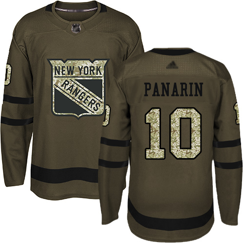 Rangers #10 Artemi Panarin Green Salute to Service Stitched Hockey