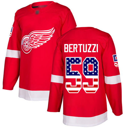 Red Wings #59 Tyler Bertuzzi Red Home Authentic USA Flag