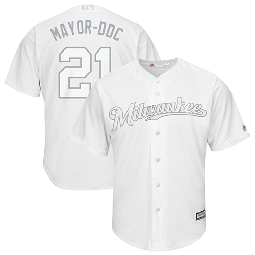 Brewers #21 Travis Shaw White Mayor-DDC Players Weekend Cool Base