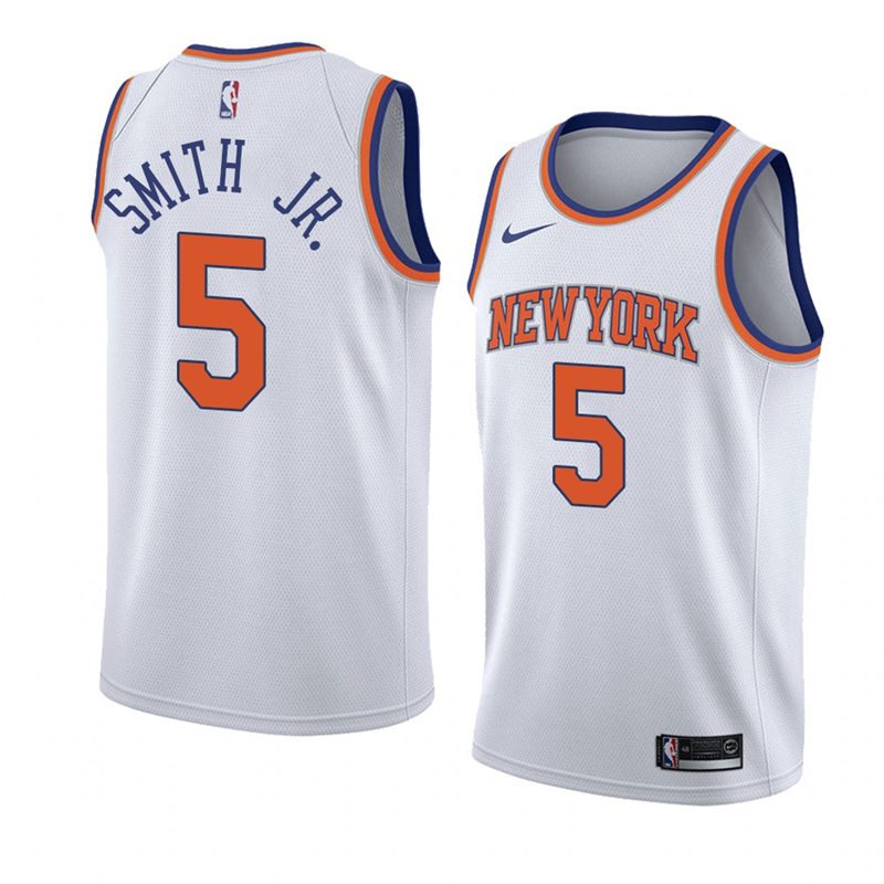 Nike Knicks #5 Dennis Smith Jr. White NBA Swingman Association