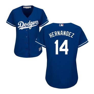 Women's Authentic Los Angeles Dodgers #14 Enrique Hernandez Blue Cool Base White Jersey