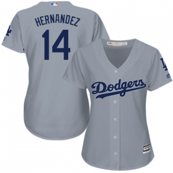 Women's Authentic Los Angeles Dodgers #14 Enrique Hernandez Grey Cool Base White Jersey