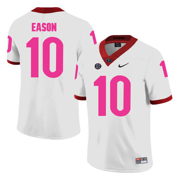 Georgia Bulldogs 10 Jacob Eason White Breast Cancer Awareness College Footbal