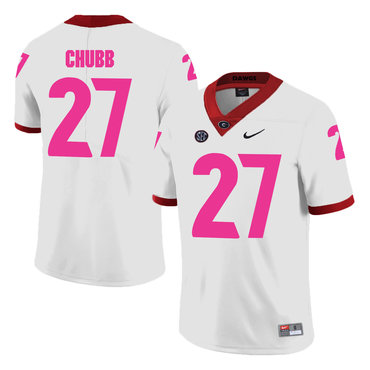 Georgia Bulldogs 27 Nick Chubb White Breast Cancer Awareness College Foot