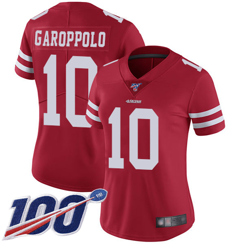 Nike 49ers #10 Jimmy Garoppolo Red Team Color Women's Stitched