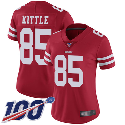 Nike 49ers #85 George Kittle Red Team Color Women's Stitched NFL