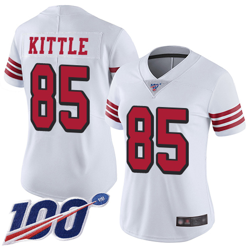 Nike 49ers #85 George Kittle White Rush Women's Stitched NFL