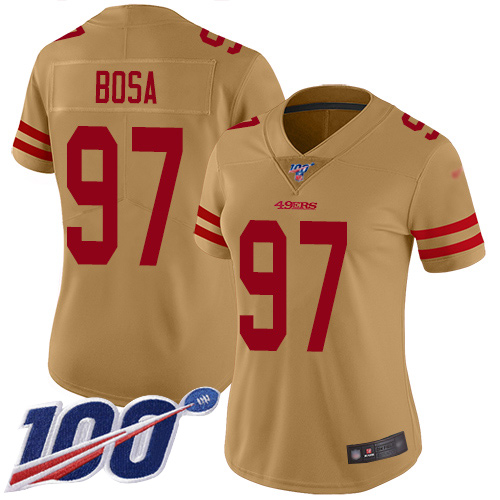 Nike 49ers #97 Nick Bosa Gold Women's Stitched NFL Limited Inverted