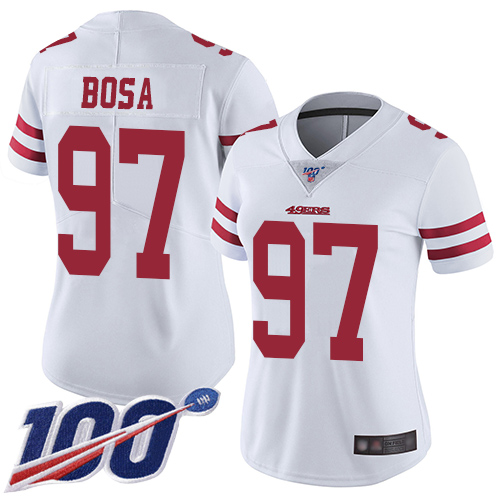 Nike 49ers #97 Nick Bosa White Women's Stitched NFL 100th Season Vapor