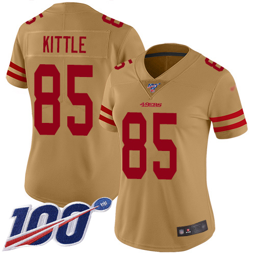 Nike 49ers #85 George Kittle Gold Women's Stitched NFL Limited