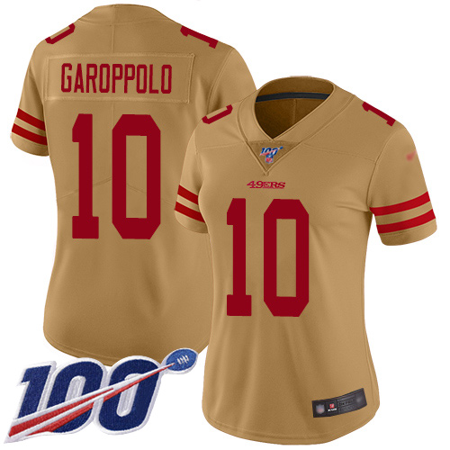 Nike 49ers #10 Jimmy Garoppolo Gold Women's Stitched NFL Limited