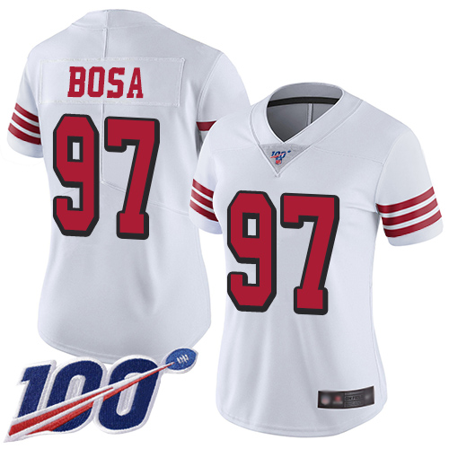 Nike 49ers #97 Nick Bosa White Rush Women's Stitched NFL Limited