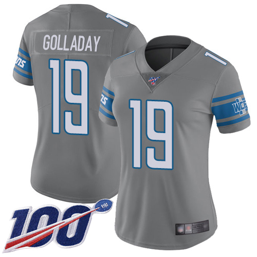Nike Lions #19 Kenny Golladay Gray Women's Stitched NFL Limited Rush