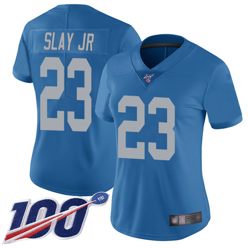 Nike Lions #23 Darius Slay Jr Blue Throwback Women's Stitched NFL