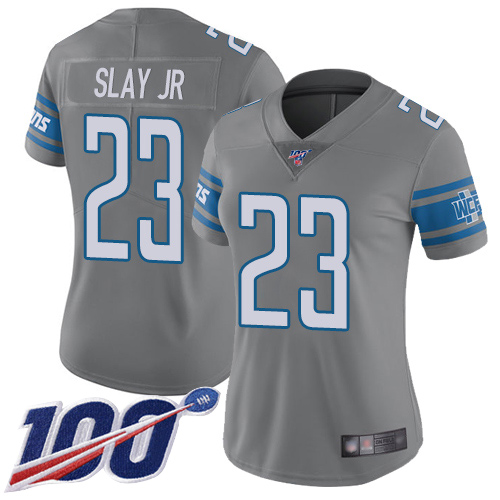 Nike Lions #23 Darius Slay Jr Gray Women's Stitched NFL Limited Rush