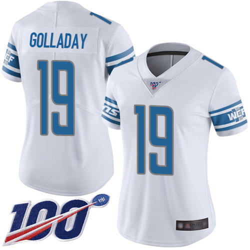 Nike Lions #19 Kenny Golladay White Women's Stitched NFL 100th