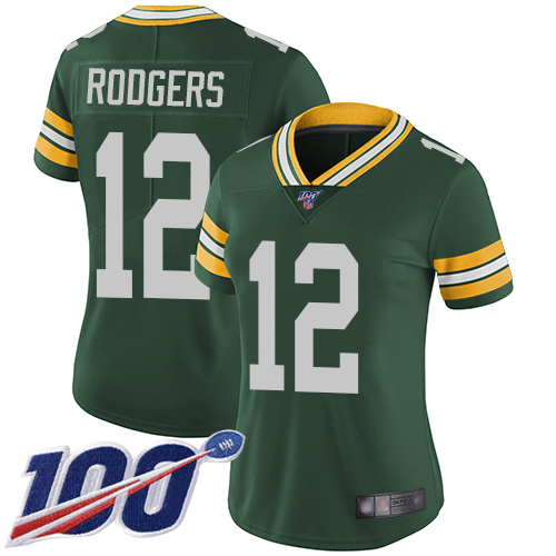 Nike Packers #12 Aaron Rodgers Green Team Color Women's Stitched