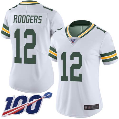 Nike Packers #12 Aaron Rodgers White Women's Stitched NFL 100th