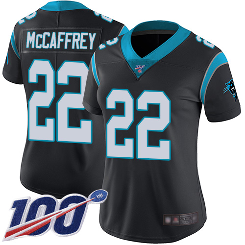 Nike Panthers #22 Christian McCaffrey Black Team Color Women's