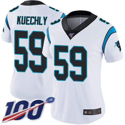Nike Panthers #59 Luke Kuechly White Women's Stitched NFL 100th