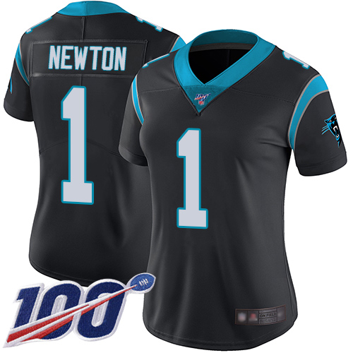 Nike Panthers #1 Cam Newton Black Team Color Women's Stitched NFL