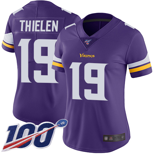 Nike Vikings #19 Adam Thielen Purple Team Color Women's Stitched NFL
