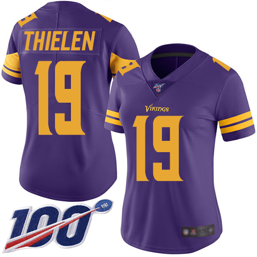 Nike Vikings #19 Adam Thielen Purple Women's Stitched NFL Limited Rush
