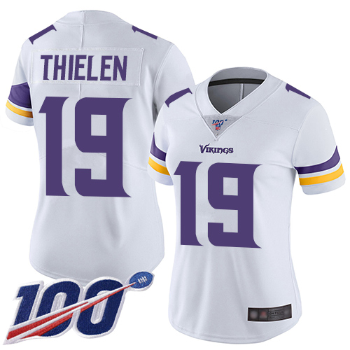 Nike Vikings #19 Adam Thielen White Women's Stitched NFL 100th