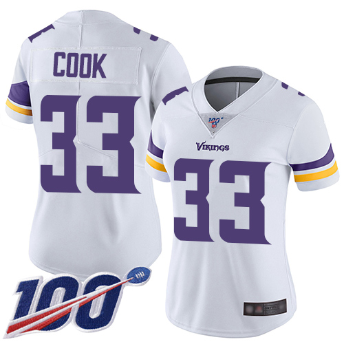 Nike Vikings #33 Dalvin Cook White Women's Stitched NFL 100th