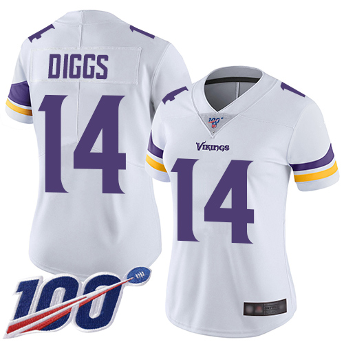 Nike Vikings #14 Stefon Diggs White Women's Stitched NFL 100th