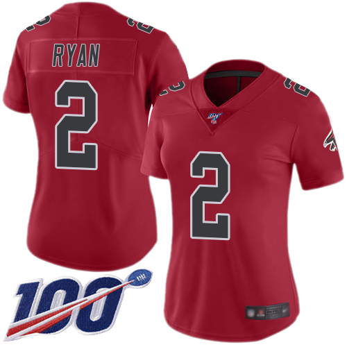 Nike Falcons #2 Matt Ryan Red Women's Stitched NFL Limited Rush