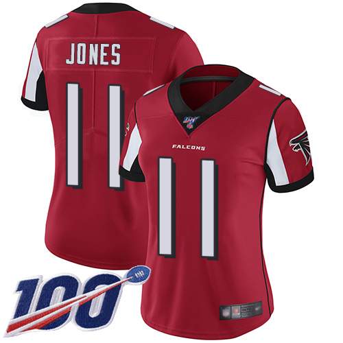 Nike Falcons #11 Julio Jones Red Team Color Women's Stitched NFL