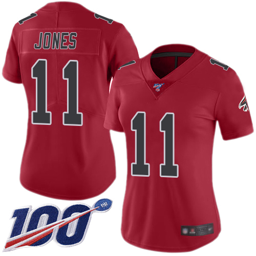 Nike Falcons #11 Julio Jones Red Women's Stitched NFL Limited Rush