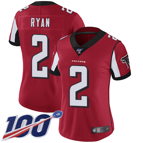 Nike Falcons #2 Matt Ryan Red Team Color Women's Stitched NFL