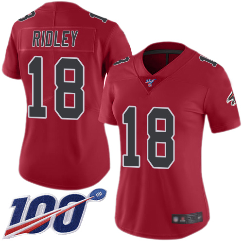 Nike Falcons #18 Calvin Ridley Red Women's Stitched NFL Limited Rush