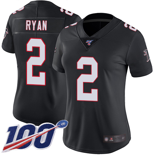 Nike Falcons #2 Matt Ryan Black Alternate Women's Stitched NFL