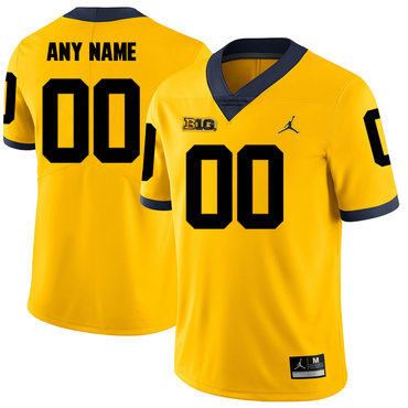 Women Michigan Wolverines Men's Yellow Customized College Football Jersey