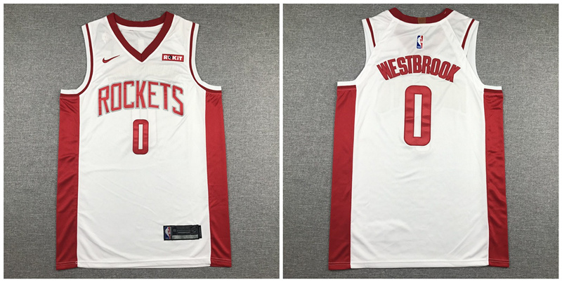 Rockets #0 Russell Westbrook White Nike Authentic Jersey