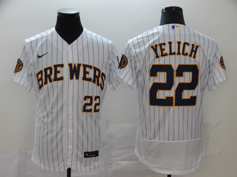 Brewers #22 Christian Yelich White Nike 2020 Flexbase Jersey