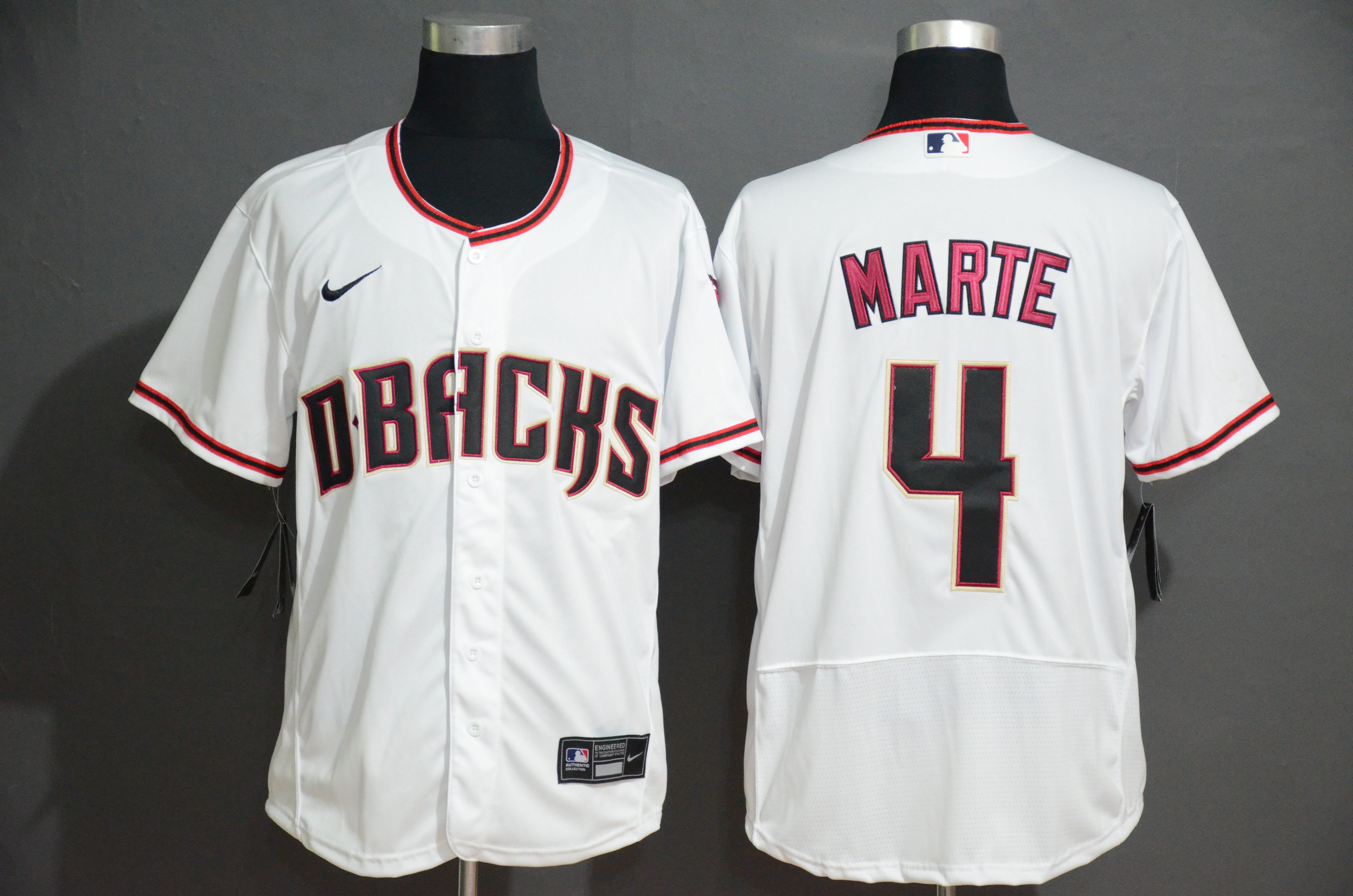 Diamondbacks #4 Ketel Marte White Nike Flexbase Jersey