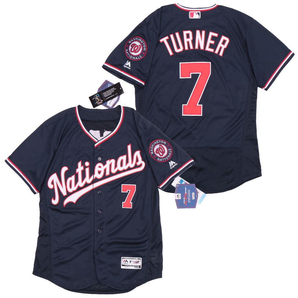 Nationals #7 Trea Turner Nave Flexbase Jersey