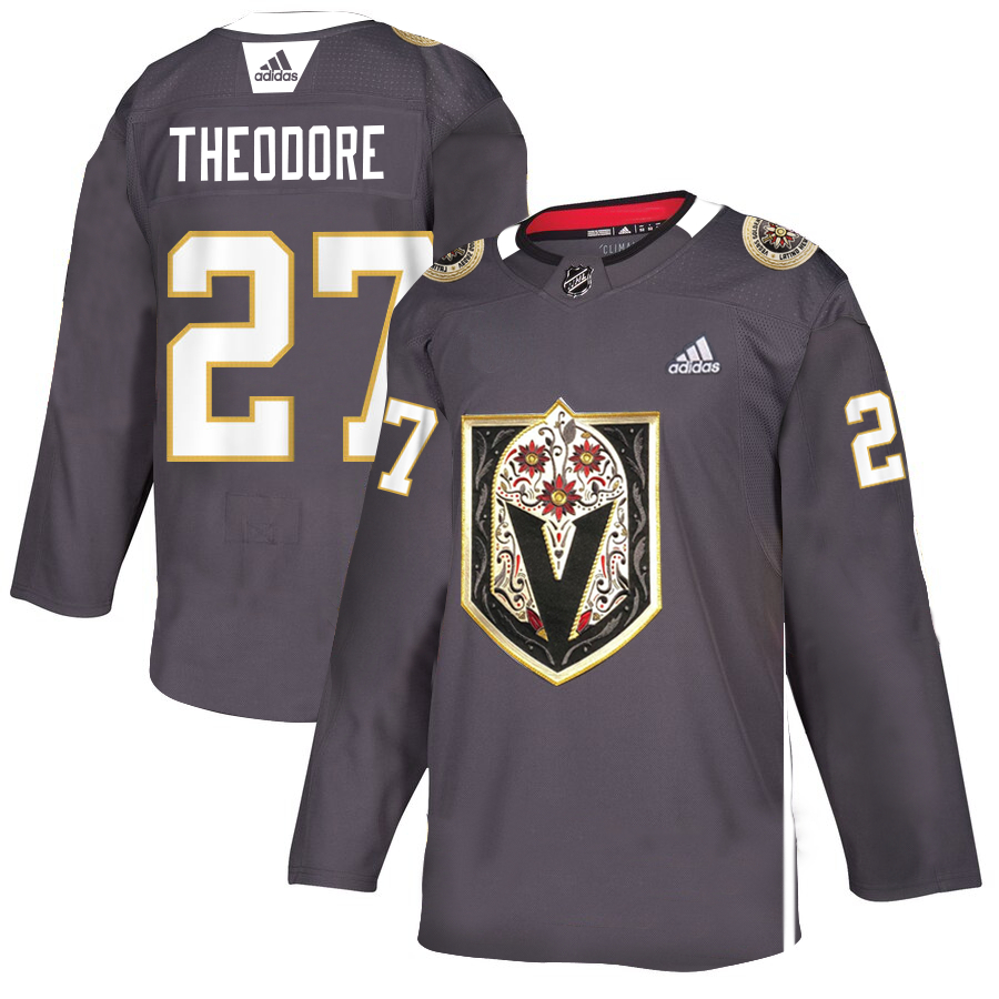 Vegas Golden Knights #27 Shea Theodore Gray Dia De Los Muertos Adidas Jersey