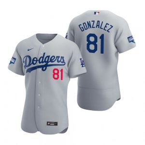 Los Angeles Dodgers #81 Victor Gonzalez Gray 2020 World Series Champions MLB Jersey