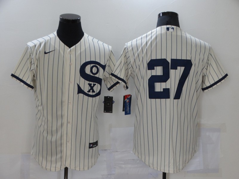 Men's Chicago White Sox #27 Lucas Giolito 2021 Cream Navy Field of Dreams Flex Base Stitched MLB Jersey