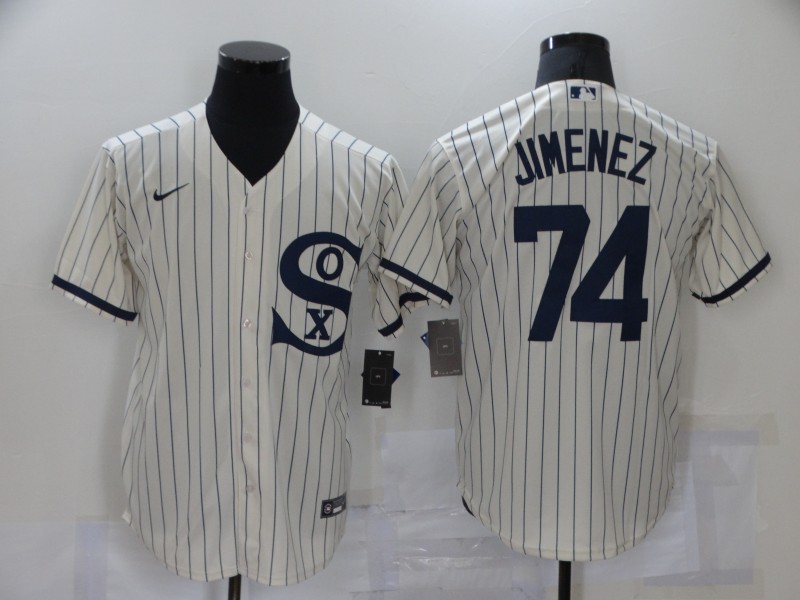 Men's Chicago White Sox #74 Eloy Jimenez 2021 Cream Field of Dreams Name Cool Base Stitched Nike MLB Jersey