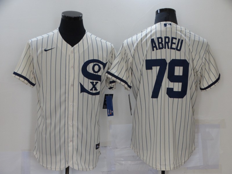 Men's Chicago White Sox #79 Jose Abreu 2021 Cream Navy Field of Dreams Name Flex Base Stitched MLB Jersey