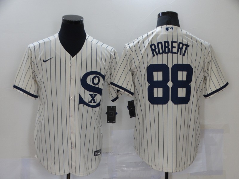 Men's Chicago White Sox #88 Luis Robert 2021 Cream Navy Field of Dreams Name Flex Base Stitched MLB Jersey