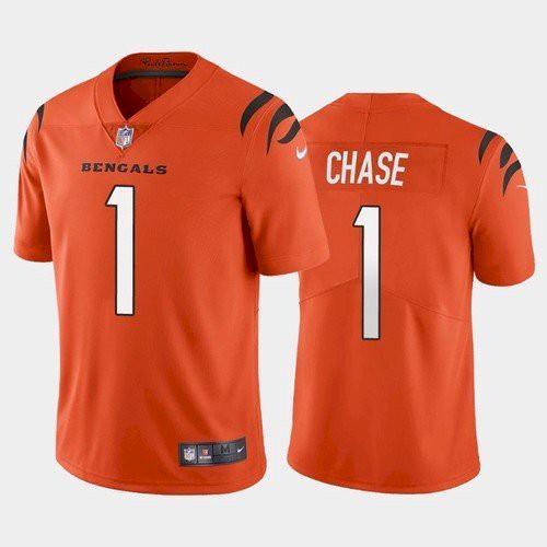 Men's Cincinnati Bengals #1 Ja'Marr Chase Orange 2021 Limited Football NFL Jersey